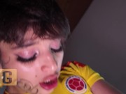 Voy a ver el partido y Encuentro a mi novia follando con otra chica y termino llenándola de semen 8/16