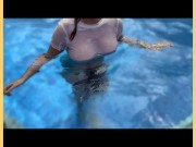 Wifey wet shirt in the pool with perfect braless tits 1/16