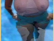 Wifey wet shirt in the pool with perfect braless tits 10/16
