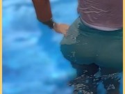 Wifey wet shirt in the pool with perfect braless tits 14/16
