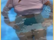 Wifey wet shirt in the pool with perfect braless tits 15/16