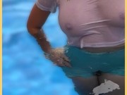 Wifey wet shirt in the pool with perfect braless tits 7/16
