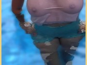 Wifey wet shirt in the pool with perfect braless tits 8/16