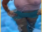 Wifey wet shirt in the pool with perfect braless tits 9/16