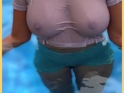 Wifey wet shirt in the pool with perfect braless tits 4/16