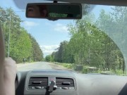 Public Sex.A Red-Haired Bitch Sat On A Dick and Went For A Ride Behind The Wheel of a car 10/16