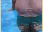 Wifey wet shirt in the pool with perfect braless tits 14/16