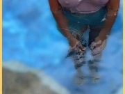 Wifey wet shirt in the pool with perfect braless tits 1/16