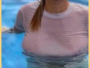Wifey wet shirt in the pool with perfect braless tits 15/16