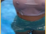 Wifey wet shirt in the pool with perfect braless tits 5/16