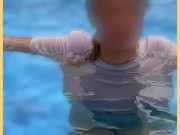 Wifey wet shirt in the pool with perfect braless tits 8/16