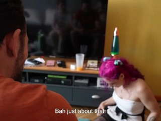 Petite french slut sucks dick in the kitchen and asks for a gangbang – Cuckhold