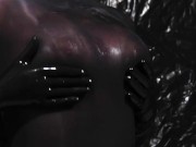 Blonde Girl in Oiled Spandex grabs Cock in Latex Gloves till Cum in her Hands 11/16