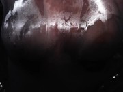 Blonde Girl in Oiled Spandex grabs Cock in Latex Gloves till Cum in her Hands 7/16