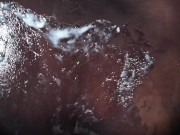 Blonde Girl in Oiled Spandex grabs Cock in Latex Gloves till Cum in her Hands 16/16