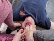 Smell our stinky socks motherfucker! Do you feel how they stink? Suck on a sock, open your mouth, we 5/16