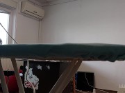 Amateur mom does chores in empty house. 11/16