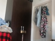 Sexy wife has fun testing clothes and cutting them off. Brunette dances naked around the house. 8/16