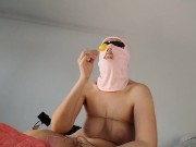 Sexy wife has fun trying on clothes and cutting them. Brunette dances naked around the house. 3/16