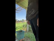 Masturbating in public outside till I ejaculate + taking a desperate public piss close to neighbors 12/16