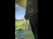 Masturbating in public outside till I ejaculate + taking a desperate public piss close to neighbors 13/16
