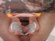 Masturbating my dick with a toy, skirt in cum💦💦💦 10/16