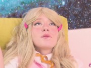 Solo blonde fuck doll,Crystal White is playing with glass dildo. 4/16