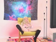 Solo blonde fuck doll,Crystal White is playing with glass dildo. 5/16