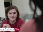 MY FRIEND'S HOT MOM   Sexy milf Reagan Foxx fuck's her neighbor's son on his couch 4/16