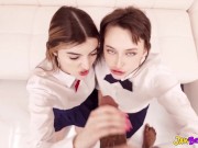 Schoolgirls Take Turns on MONSTER BBC! 15/16