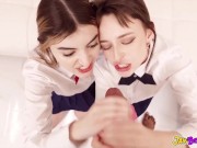 Schoolgirls Take Turns on MONSTER BBC! 16/16