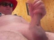 Big cock jerking off with tied up balls. Hard deep explosive orgasm 1/16