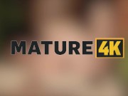 MATURE4K. Weird blonde Diana loves a lot of cum from 2 strangers on her huge tits 14/16