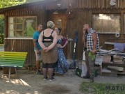 MATURE4K. Weird blonde Diana loves a lot of cum from 2 strangers on her huge tits 2/16