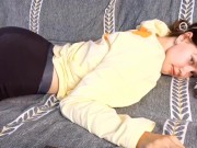 The girl loves to tease you lying on the couch 14/16