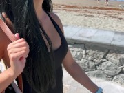 BEACH ADVENTURE.  perfect tits & big ass exposed in public gets fucked after topless - Who is Lilly 3/16