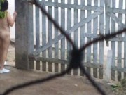 My wife working naked outside 3/16