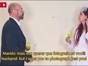 Noiva fode com fotógrafo do noivo enquanto noivo espera do lado de fora! 1/16