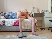 Stepmom sucks cock and gets cum in her throat 14/16