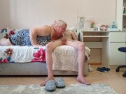 Stepmom sucks cock and gets cum in her throat 15/16