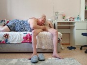 Stepmom sucks cock and gets cum in her throat 3/16