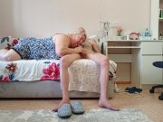 Stepmom sucks cock and gets cum in her throat 9/16