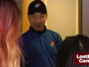 Cheeky pizza deliveries meet unfiltered Strip Panty Hoes 15/16
