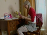 Teen Blonde Elanna W Stuffs Her Ass With A Dildo! 1/16