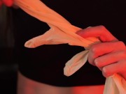 Mercilessly playing with his dick in medical gloves 1/16