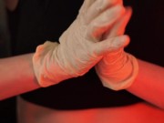 Mercilessly playing with his dick in medical gloves 4/16