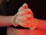 Mercilessly playing with his dick in medical gloves 5/16