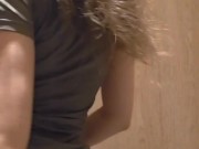 A charming girl loves to tease you in a public bathroom 13/16