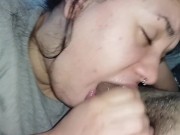 best blowjob and handjob ever, she puts the dick inside her throat driving him crazy🍌💦😵‍💫🤤😋🥛 14/16