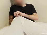 Horny boy in gray pants gets hard and jerks off getting out all the milk 9/16